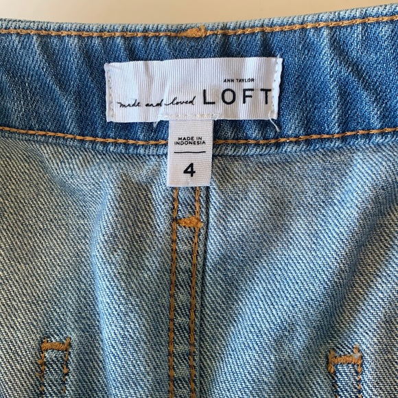 EUC Loft denim short denim skirt raw hem mini  sz 4. - Picture 2 of 9